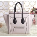 Replica Celine Mini Luggage 3308 in Light Pink with Black Original Leather VS00631