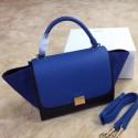 Replica Celine mini Trapeze Bag Original Nubuck Leather CTA3345 Royal&Black VS01775