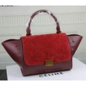 Replica Celine MINI Trapeze Bag Suede Leather CT3345 Maroon&Burgundy VS00032