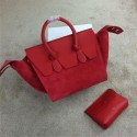 Replica Celine Tie Top Handle Bag Suede Leather C98314 Red VS02137