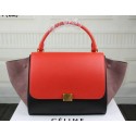 Replica Celine Trapeze Bag Suede Leather C3342 Light Red&Black&Khaki VS05121