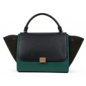 Replica Celine Trapeze tote Bag 3042 in Black with Green Original Leather with Black Suede Fug VS01778