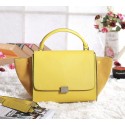 Replica Celine Trapeze tote Bag 3342 in Yellow Clemence with Suede Leather VS01499