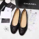 Replica Chanel Black Lambskin Ballet Flats Cap Toe CH1640 VS07181