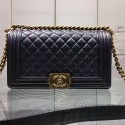 Replica Chanel Black Quilted Caviar Medium Boy Bag Gold Hardware A67086 VS01578