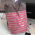 Replica Chanel Canvas Sequins Backpack Grey and Red A93671 VS05205