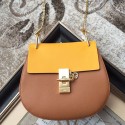 Replica Chloe Drew Textured-leather Shoulder Bag Brown 290990 VS09752