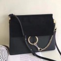 Replica Chloe Faye Calfskin and Suede Shoulder Bag Black 240601 VS03842