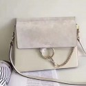 Replica Chloe Faye Calfskin and Suede Shoulder Bag Off-white 240601 VS07434