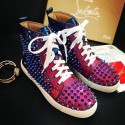 Replica Christian Louboutin Louis Spikes Flat Blue&Purple Patent Leather CL1240 VS02405