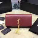 Replica Classic Kate Monogram Saint Laurent Tassel Clutch in Black Grained Leather 326080 VS02332