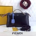 Replica Fendi By The Way Small Boston Bag Original Leather Black&Grey FD0805 VS02959