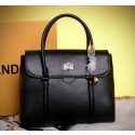 Replica Fendi Cruise 2015 Calfskin Leather Tote Bag F5203345 Black VS09190