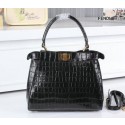 Replica Fendi mini Peekaboo Bag Croco Leather FD8838 Black VS00136