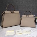 Replica Fendi Peekaboo Tote Bag Light Grey Original Leather F280503 VS01098