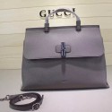 Replica Gucci Bamboo Daily Leather Top Handle Bag Grey 370830 VS04175