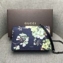 Replica Gucci Blooms Leather Chain Wallet 410114 Black VS02693