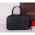Replica Gucci Bright Diamante Leather Top Handle Bag 354224 Black VS08793