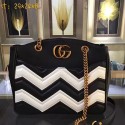Replica Gucci GG Marmont matelasse tote Bag Black and White Original Leather 443501 VS06609