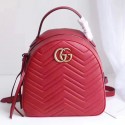 Replica Gucci GG Marmont Quilted Leather Backpack Red 476671 VS09540