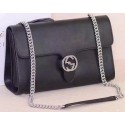Replica Gucci Interlocking Leather Shoulder Bag 387604 Black VS03312