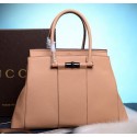 Replica Gucci Lady Bamboo Leather Top Handle Bag 370815 Apricot VS03758
