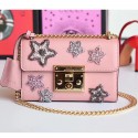 Replica Gucci Padlock Embroidered Leather Shoulder Bag Pink 432182 VS02015