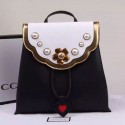 Replica Gucci Pearl Studs Leather Backpack Black 432264 VS08356