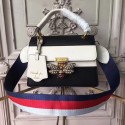 Replica Gucci Queen Margaret Leather Top Handle Bag Black and White 476541 VS02240