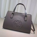 Replica Gucci Soho Leather Top Handle Bag Grey 431571 VS08749