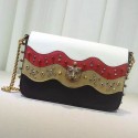 Replica Gucci Studded Leather Chain Shoulder Bag Black and Red 432410 VS01584