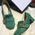 Replica Gucci Suede Mid-heel Pump Green 461947 VS01229