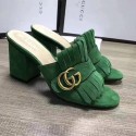 Replica Gucci Suede Mid-heel Slide Green 453495 VS01653