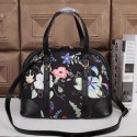 Replica Gucci Vintage Linen Top Handle Bag 309617 Black VS07691