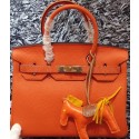 Replica Hermes Birkin 30CM Tote Bags Litchi Leather H30LI Orange VS00431