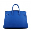 Replica Hermes Birkin 35CM Tote Bag Blue Grainy Leather H-35 Gold VS02762