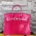 Replica Hermes Birkin 35CM Tote Bag Rose Crocodile Leather B06222 VS09434