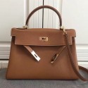 Replica Hermes Kelly 28 Tote Bag in Brown Togo Leather HK0928 VS02264