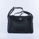 Replica Hermes Lindy 30CM Grainy Leather Shoulder Bag H6207 Black VS08170