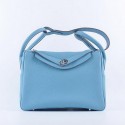Replica Hermes Lindy 30CM Grainy Leather Shoulder Bag H6207 Light Blue VS00625