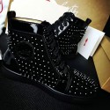 Replica High Quality Christian Louboutin Louis Spikes Flat Black Patent Leather CL1240 VS08217