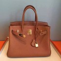 Replica High Quality Hermes Birkin 35CM Tote Bag Brown Litchi Leather HB091510 VS08181