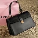 Replica High Quality miu miu Madras Goat Leather Top Handle Bag RN1108 Black VS05947