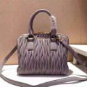 Replica Hot Miu Miu Matelassse Nappa Leather Top Handle Bag Grey 5BB004 VS05631