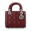 Replica Lady Dior Bag Nano Bag Burgundy Original Leather D44552 Gold VS01681