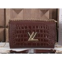 Replica Louis Vuitton Chain Louise Shoulder Bag Croco Leather M41959 Brown VS01733