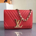 Replica Louis Vuitton Embossed Calfskin Chain Louise GM Red M54113 VS02752