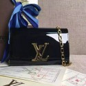 Replica Louis Vuitton Patent Calfskin Chain Louise MM M94268 Noir VS08273