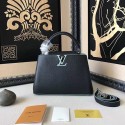 Replica Louis Vuitton Taurillon Leather Capucines PM Black and Green M42237 VS06829