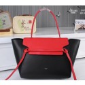 Replica Luxury Celine Small Belt Bag Original Ferrari Leather C3397 Black&Red VS03863